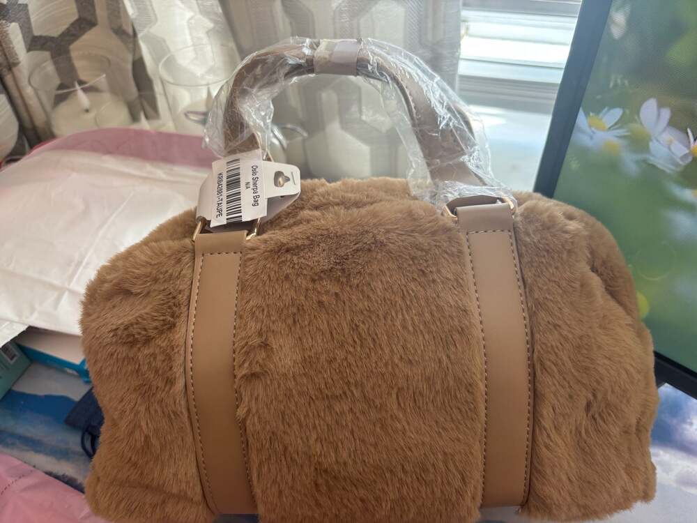 Jennu Oslo Sherpa Bag Taupe Faux Fur Crossbody Handbag